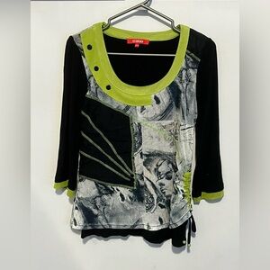 Black and Green Women's Top